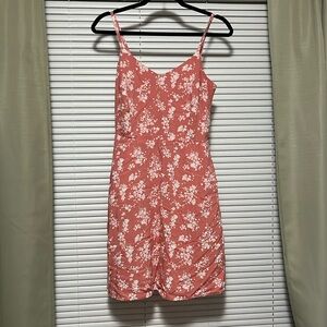 coral floral mid dress